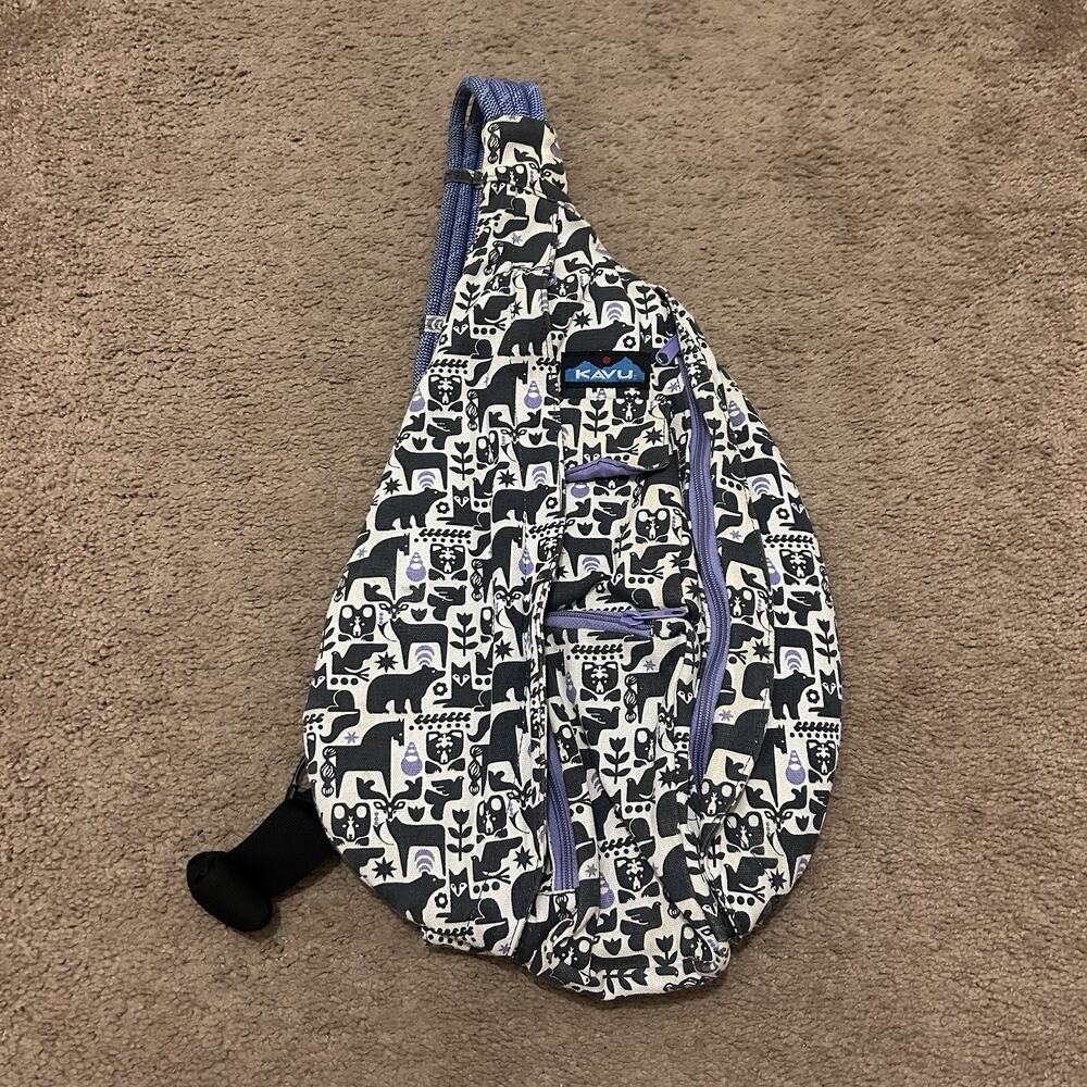 KAVU Women's Patterned Sling Bag - Black and White